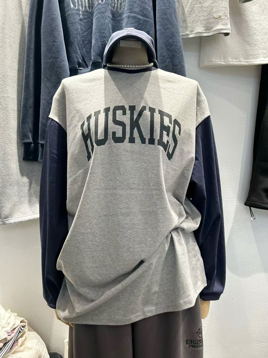 【SALE】拼色huskies print tee丨2 col