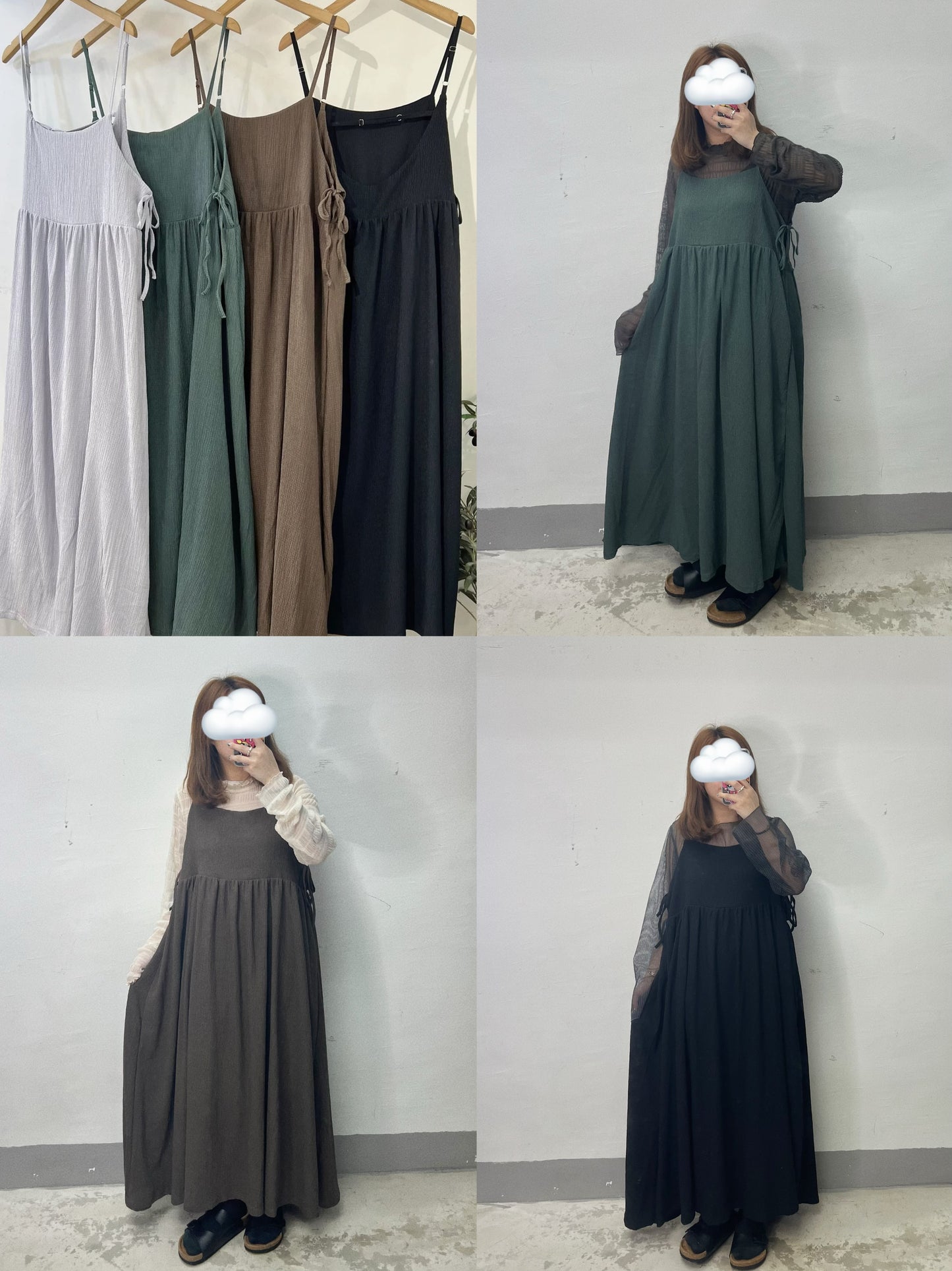 【SALE】樹紋兩側綁帶吊帶ops丨4 col
