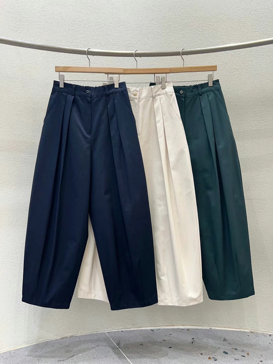 【SALE】打褶半橡筋氣球褲丨深藍