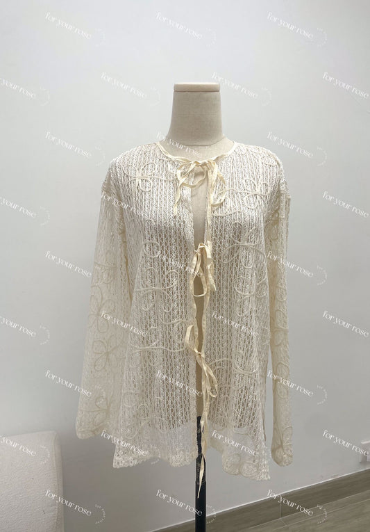 【SALE】花花紋網網針織綁帶外襯丨4 col