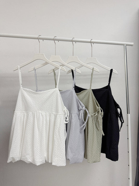 【SALE】暗紋側綁帶微泡型外搭丨綠