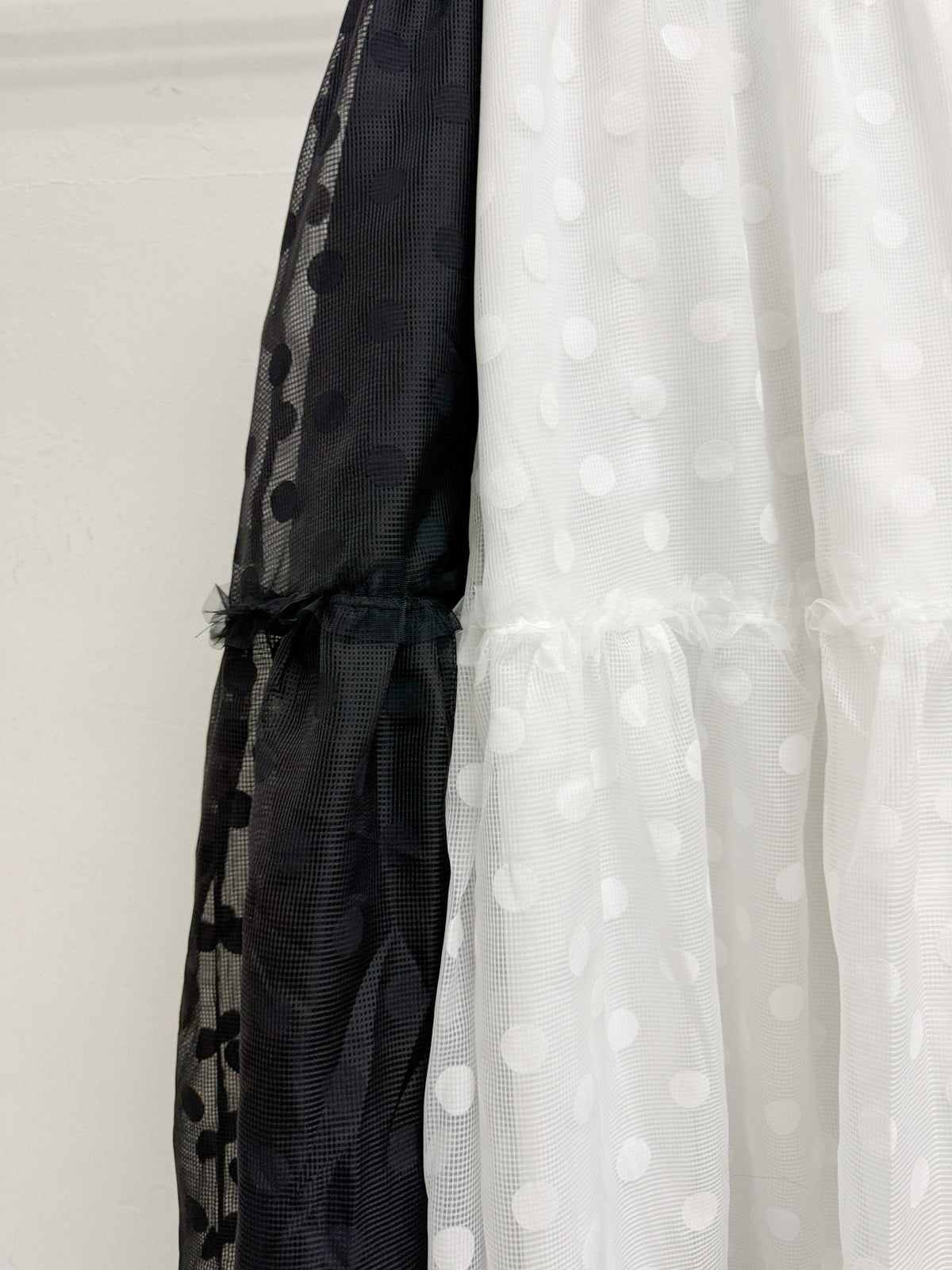 【SALE】波點暗格紋透紗半身裙丨黑