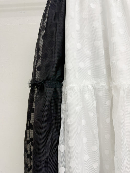 【新品優惠】波點暗格紋透紗半身裙丨2 col