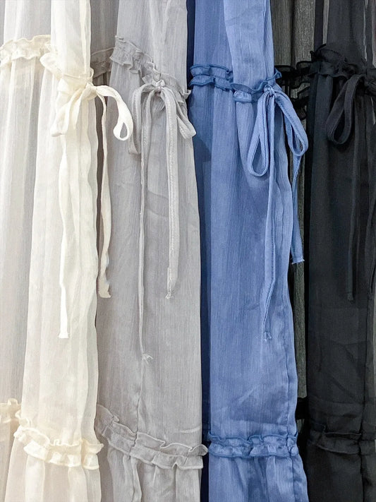 【SALE】ruffle邊透紗ops外搭|米白