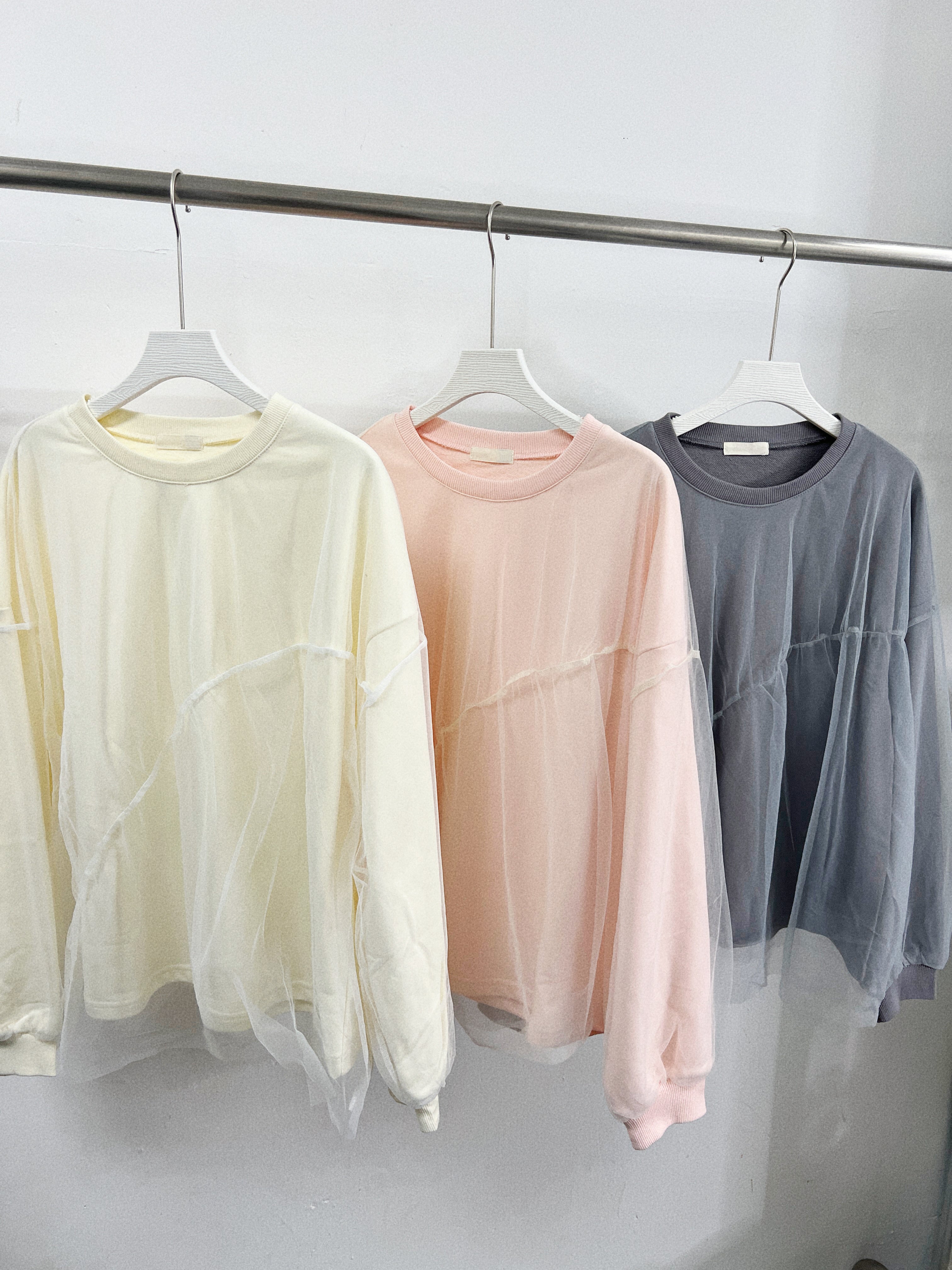 【SALE】拼紗衛衣|米白