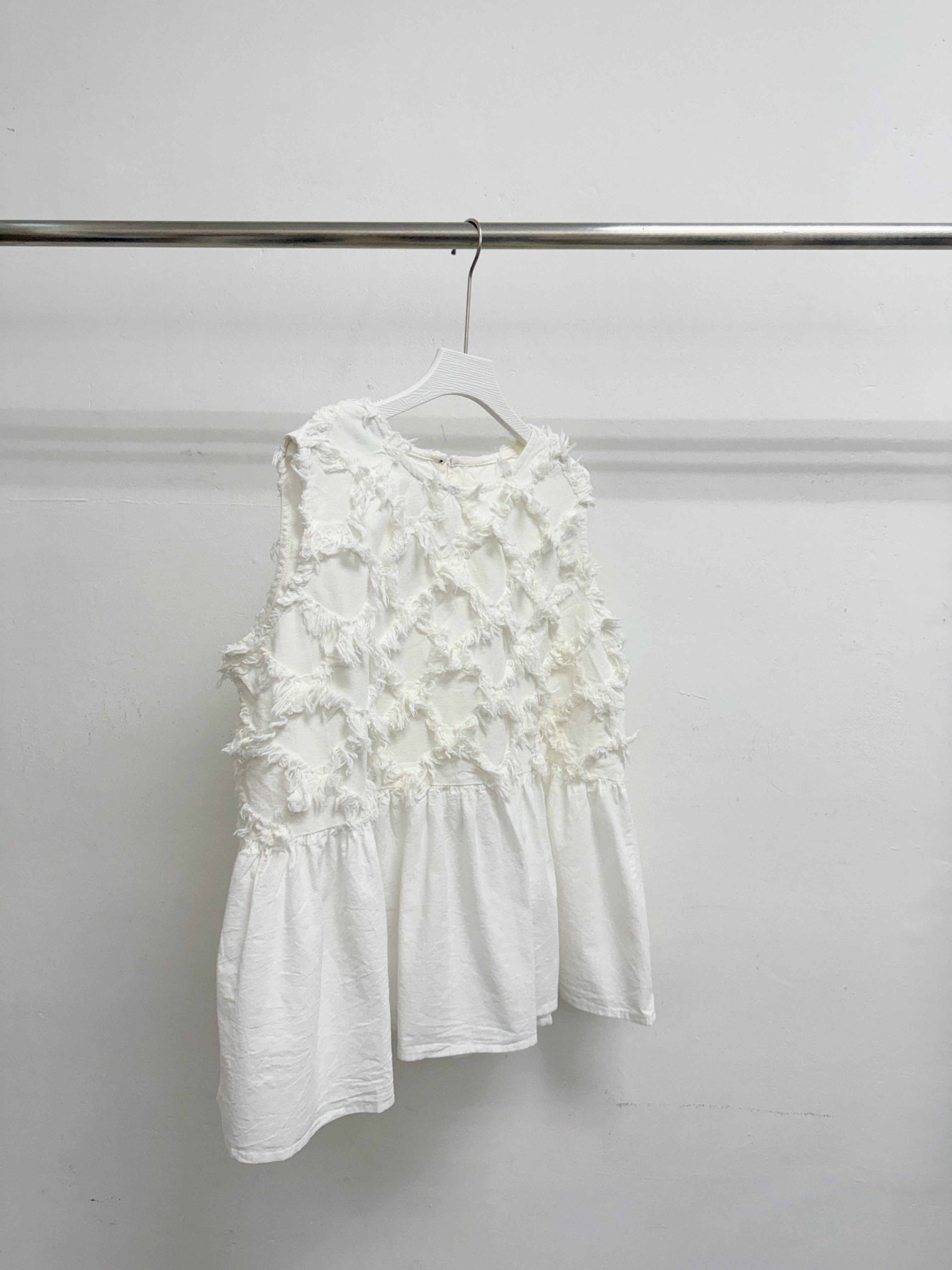 蘇蘇菱格紋棉麻背心