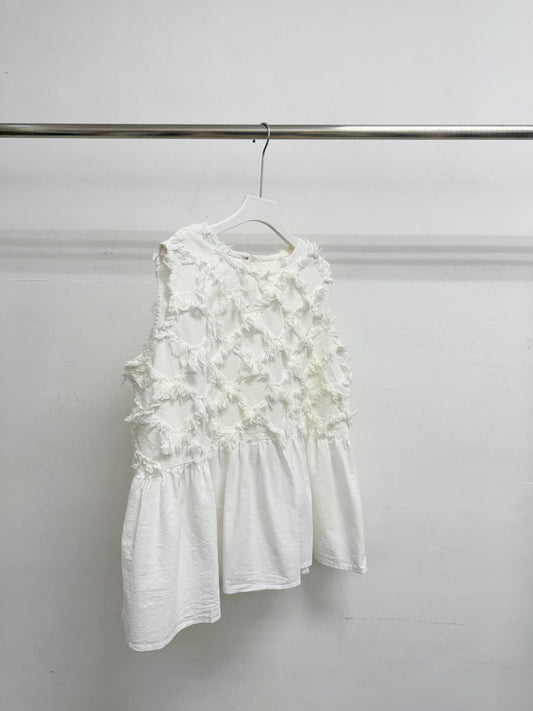 蘇蘇菱格紋棉麻背心