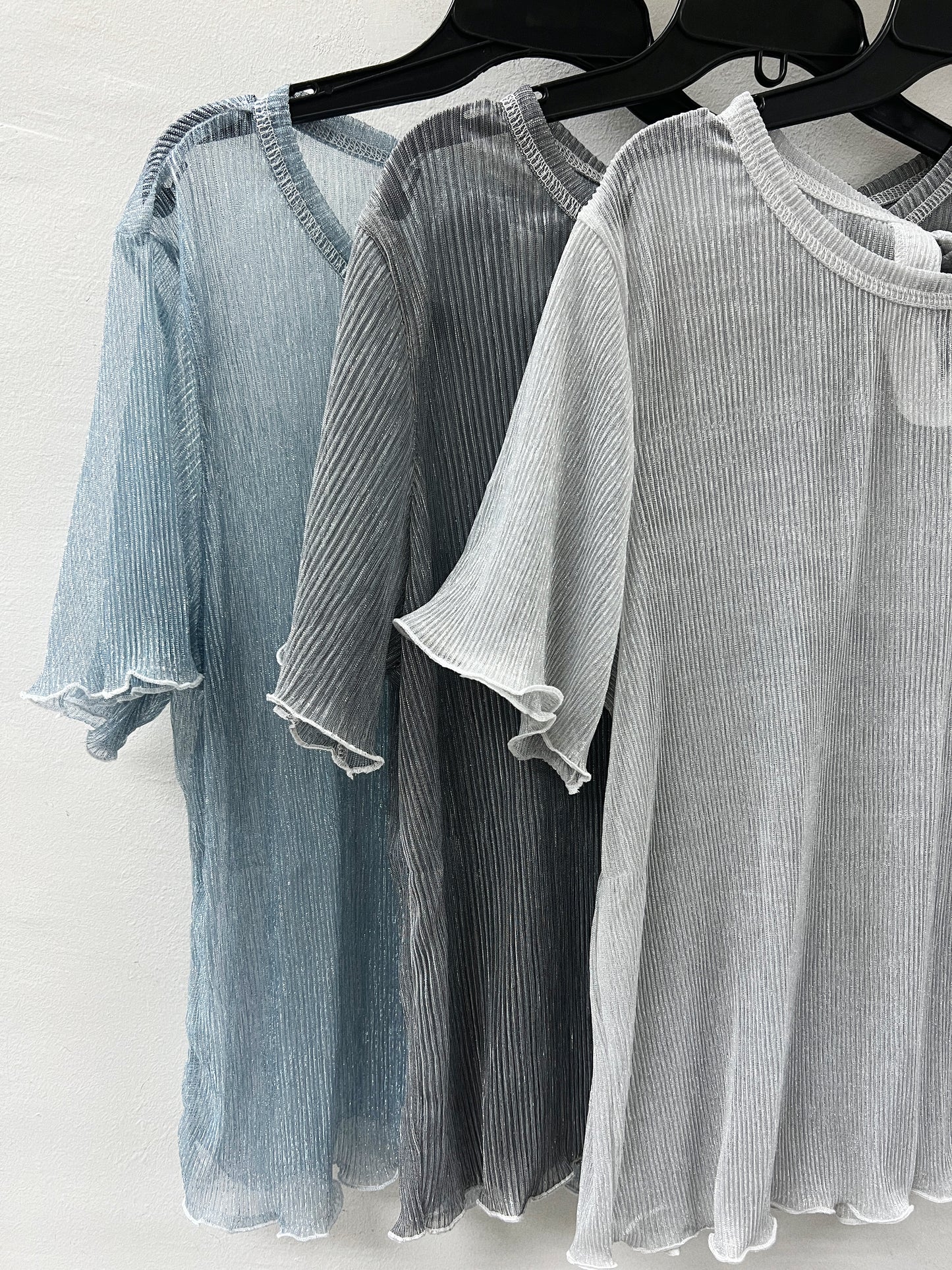 【SALE】閃閃半透後綁帶top丨銀白