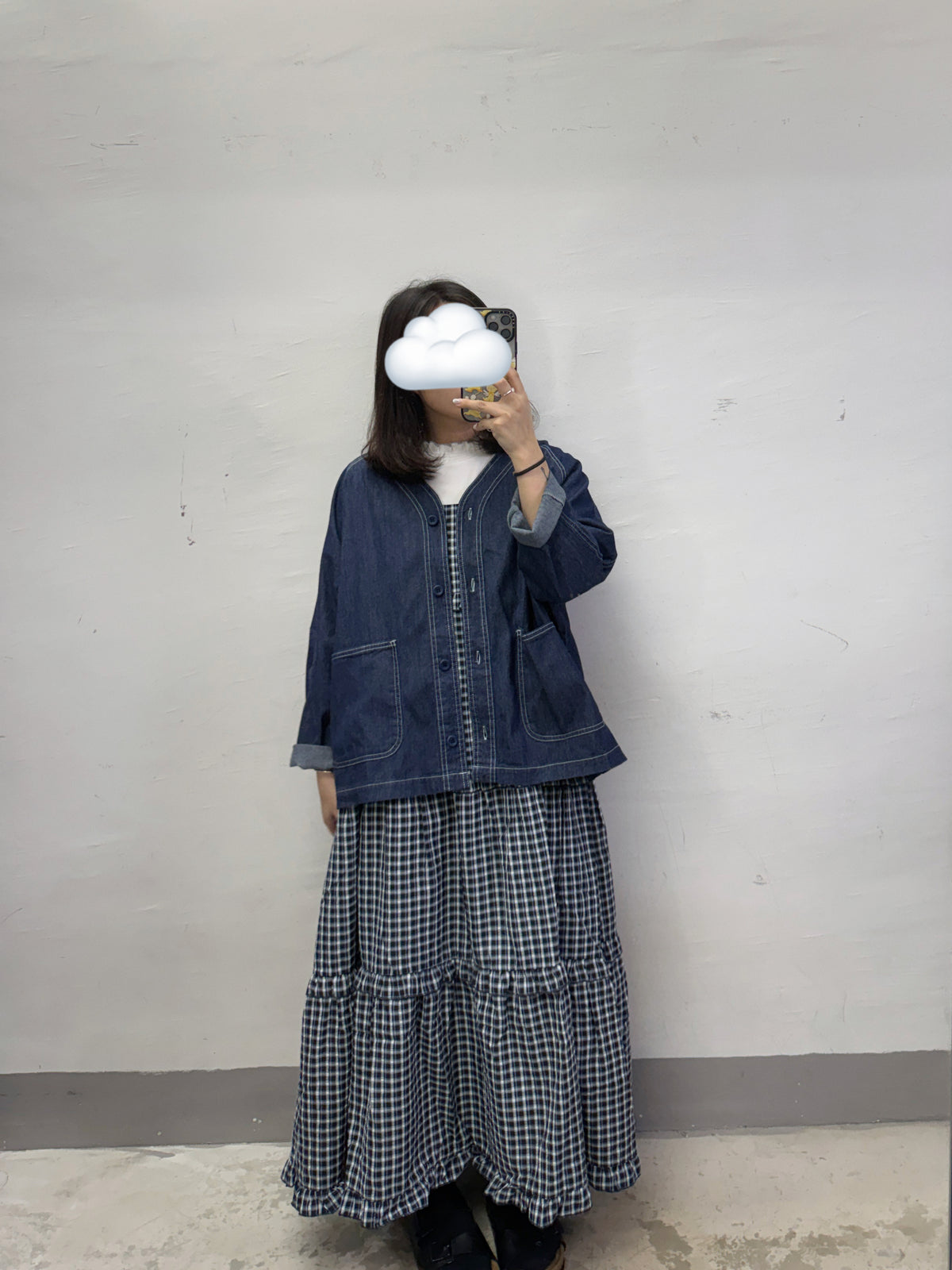 明線薄牛仔布外套
