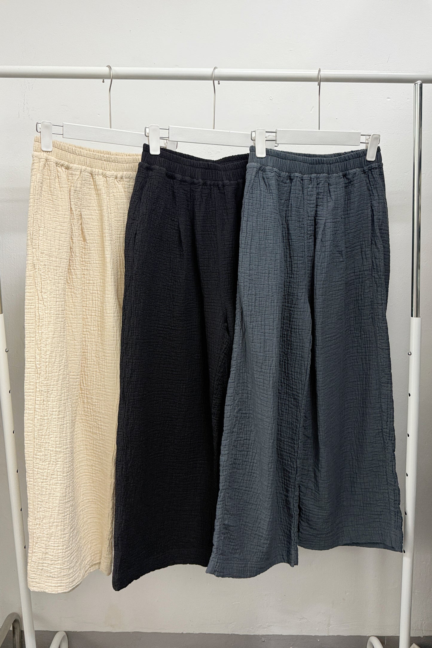 【SALE】挺身皺皺紋直筒褲|3 col