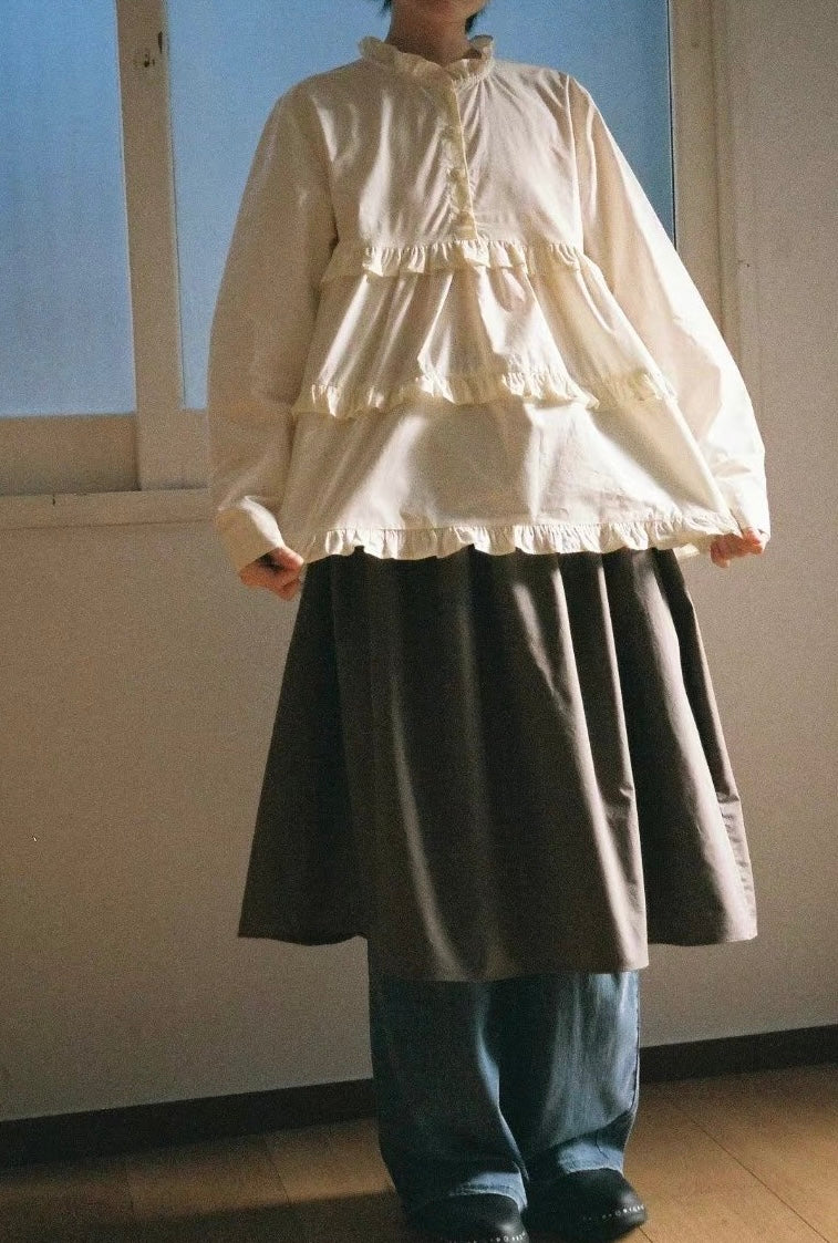 【SALE】ruffle邊恤top|黃