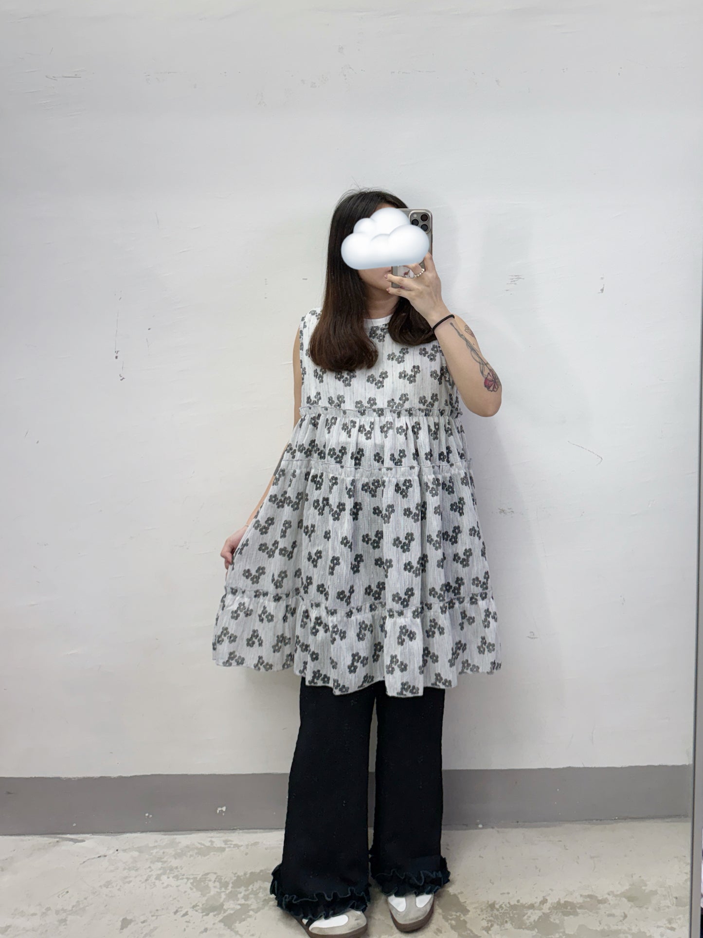 【SALE】閃閃印花ruffle中長背心/外搭丨3 col