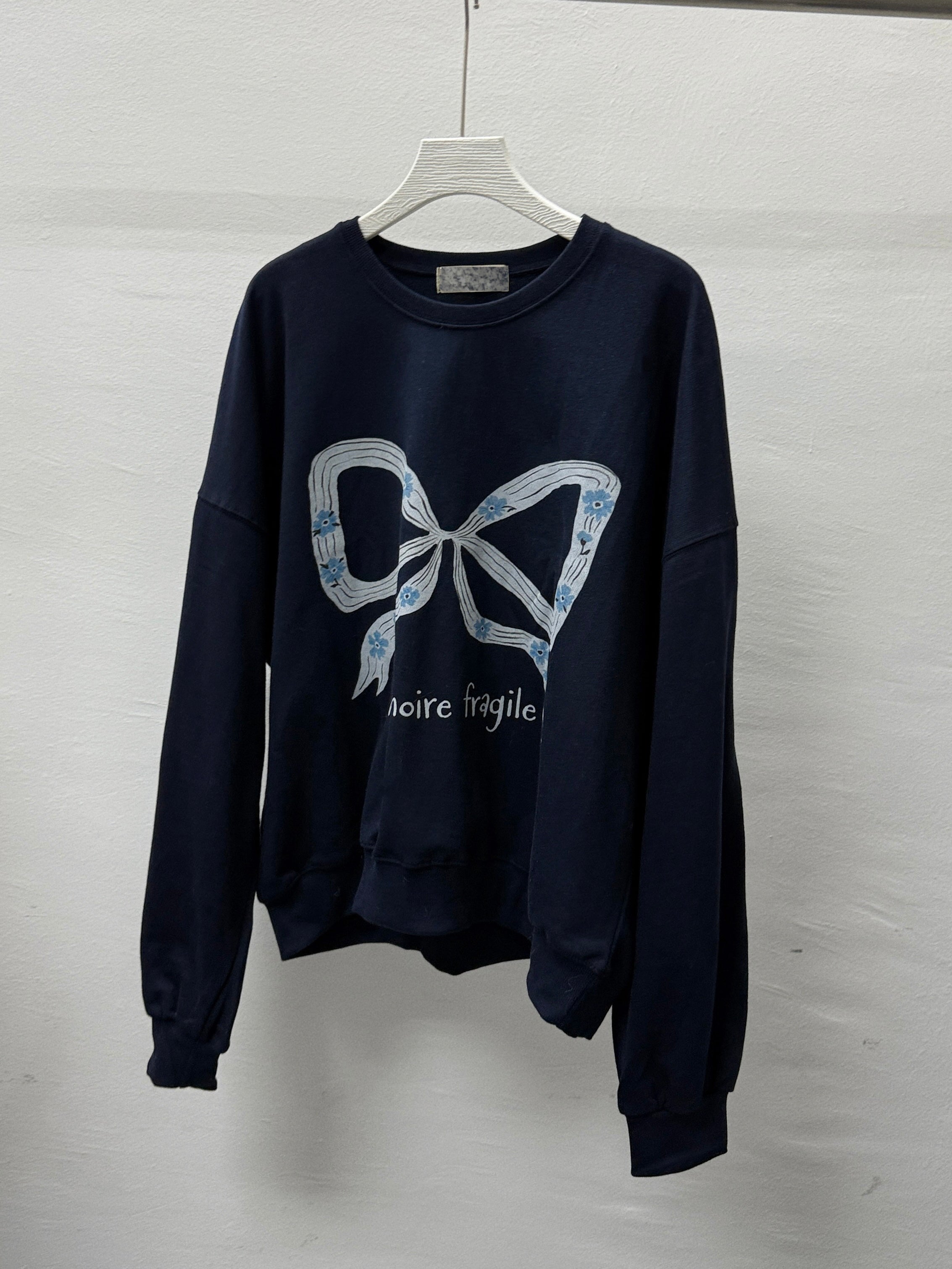 【SALE】蝴蝶結拼花圈線棉上衣