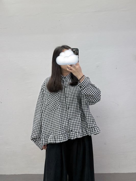 下擺ruffle反領恤top丨3 col