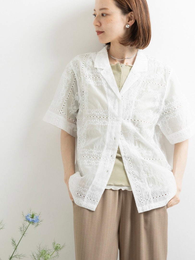 刺繡反領襯衫丨2 col