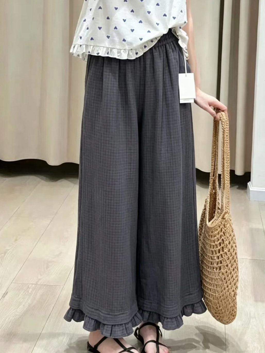 【新品優惠】下擺ruffle邊bb棉闊褲丨3 col