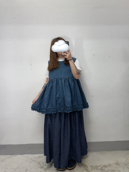 【SALE】暗紋ruffle邊背心外搭丨4 col