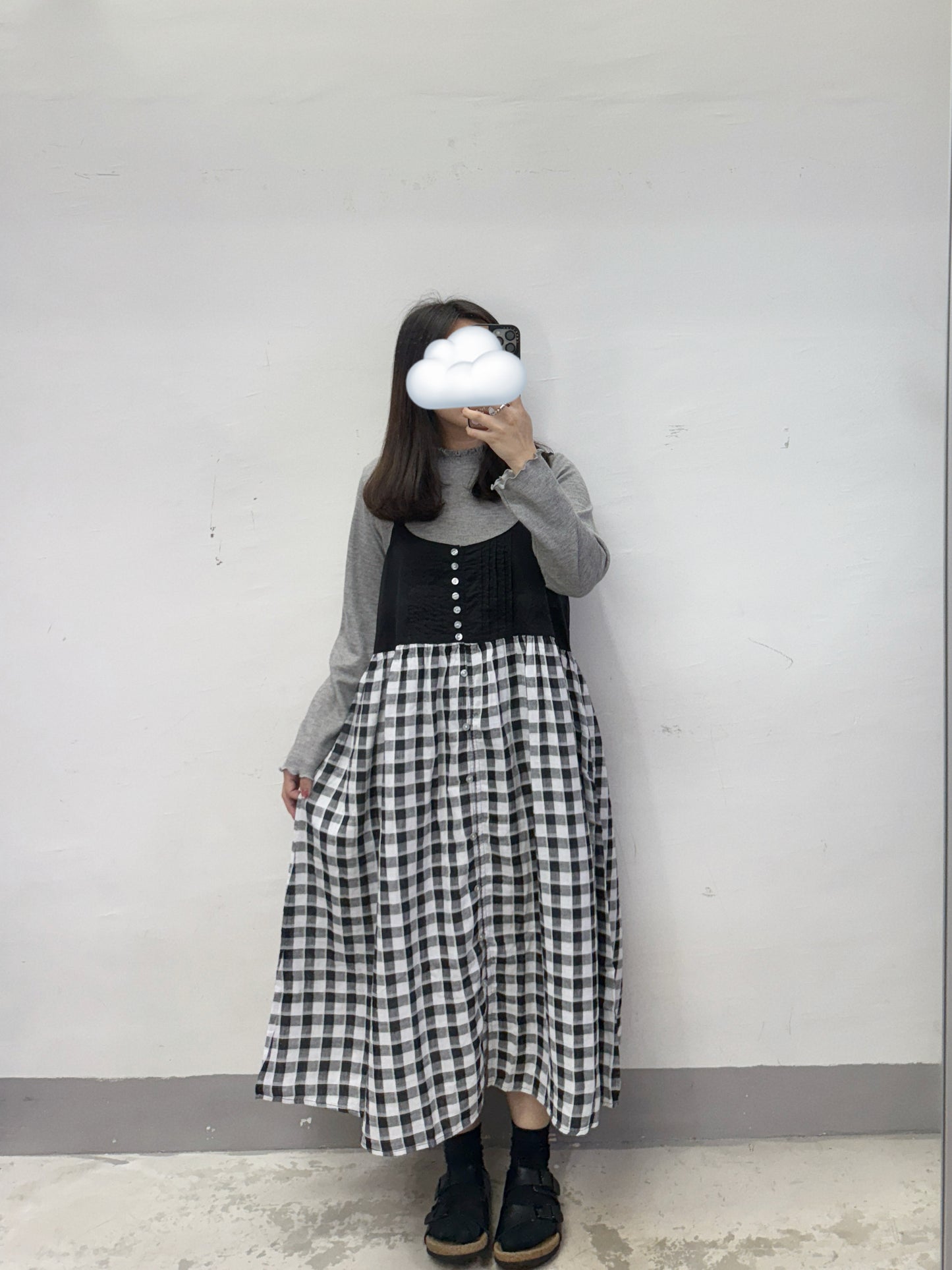 拼布bb棉格紋吊帶ops丨2 col