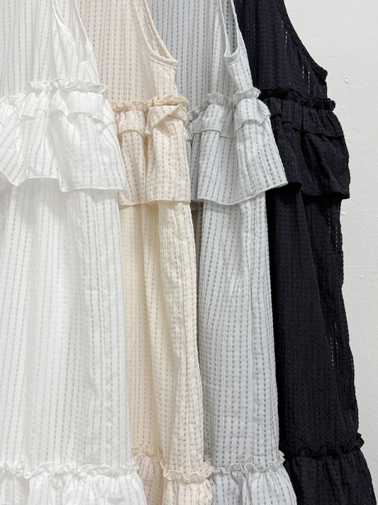 【SALE】格紋ruffle邊吊帶ops丨4 col