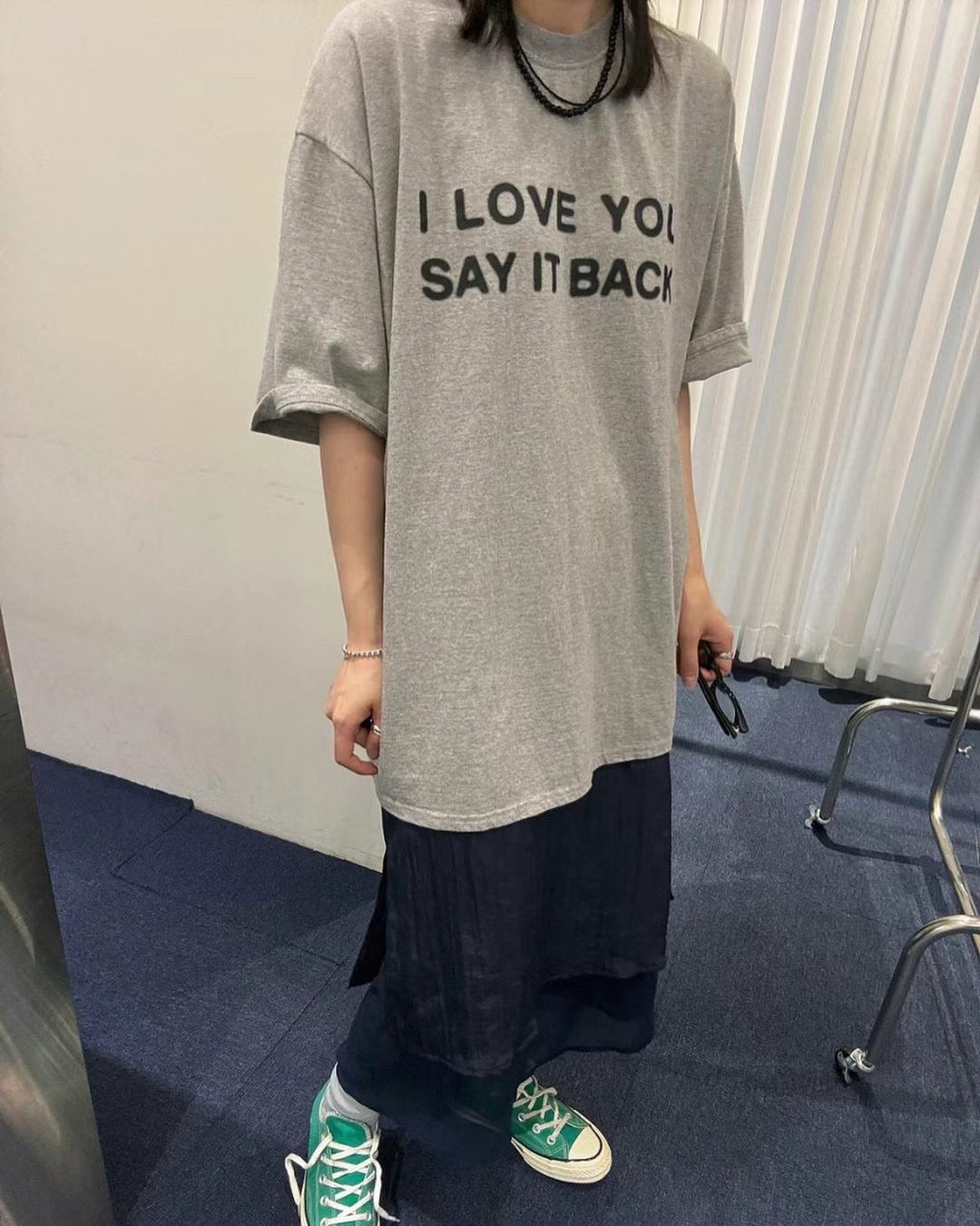 ‘I Love You, Say It Back’ print tee丨白