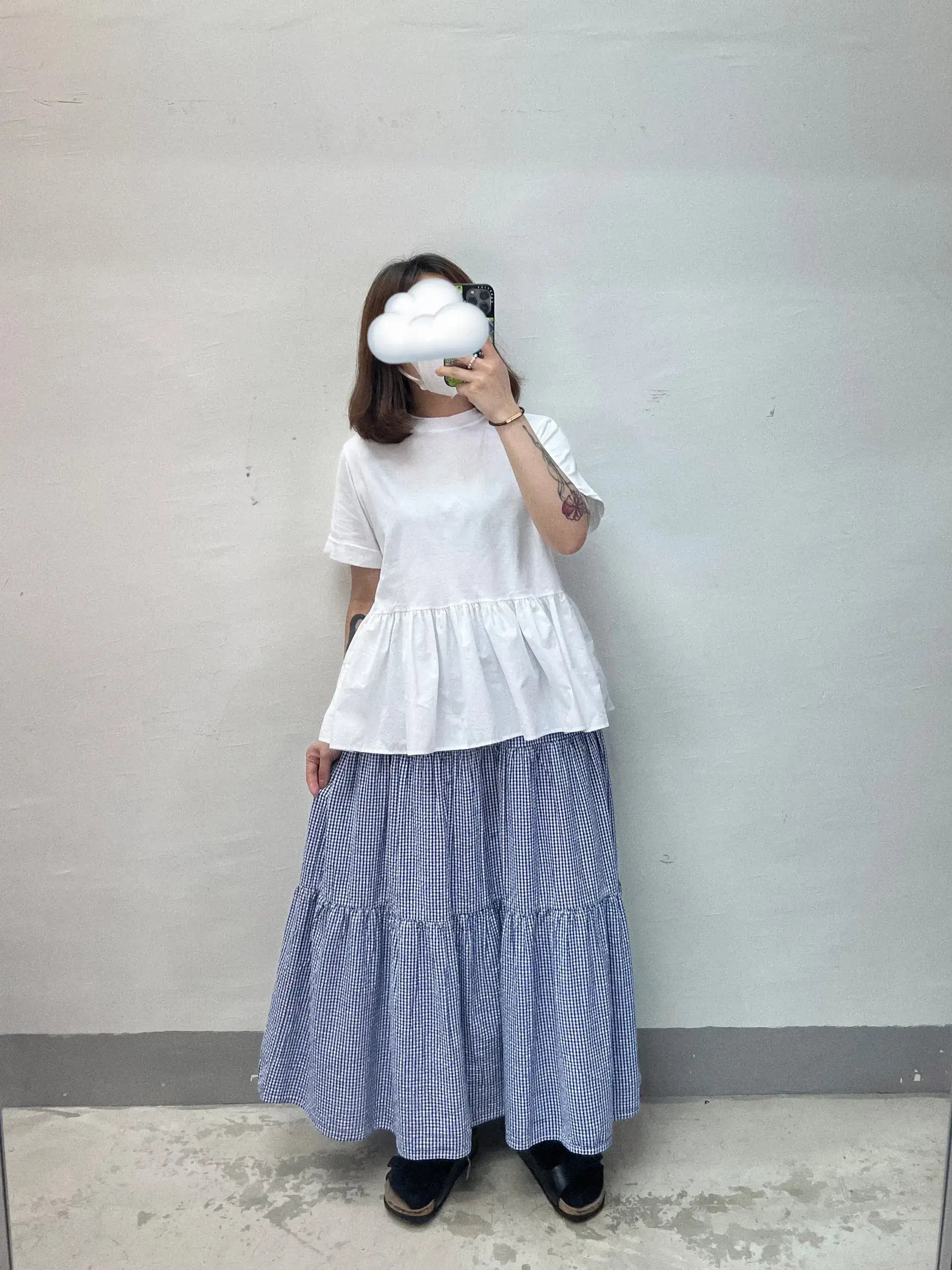 【SALE】棉麻料格子層層半身裙|2 col