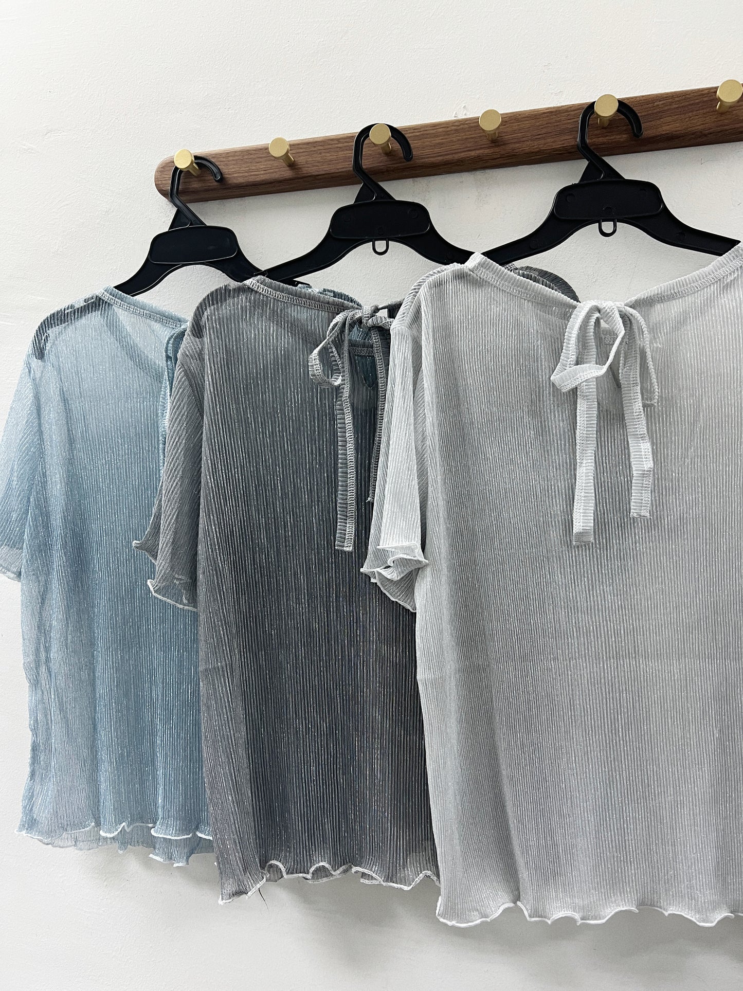 【SALE】閃閃半透後綁帶top丨銀白