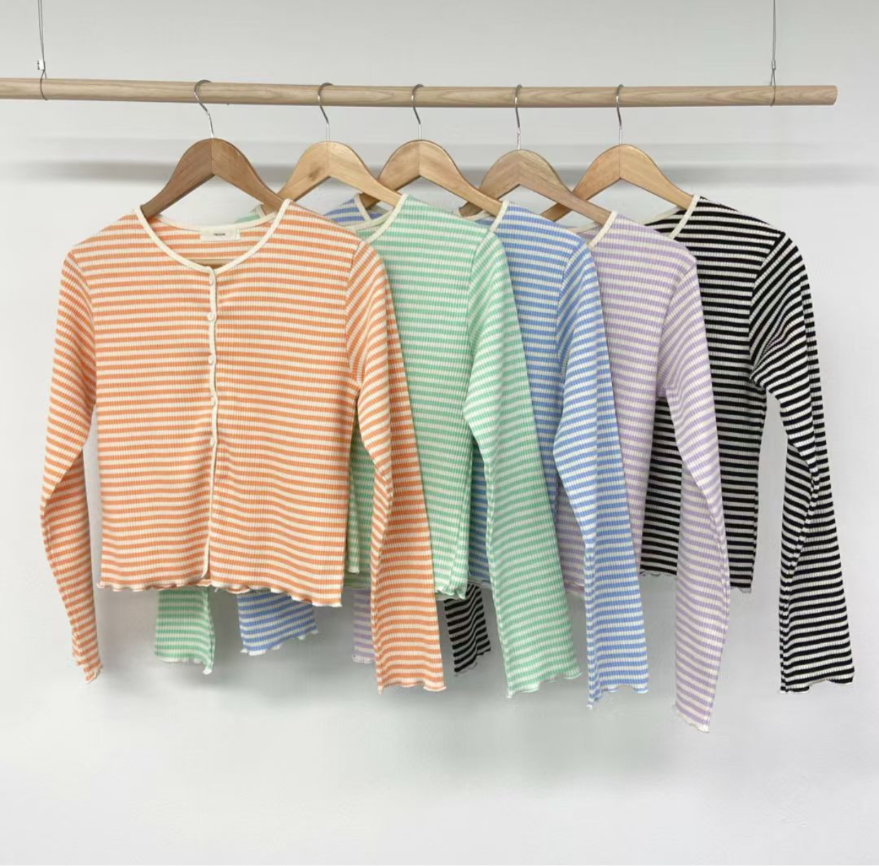 【SALE】圓領條子排鈕top|橙