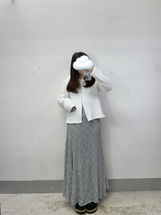 【新品優惠】花花紋不規則車線半身裙丨3 col