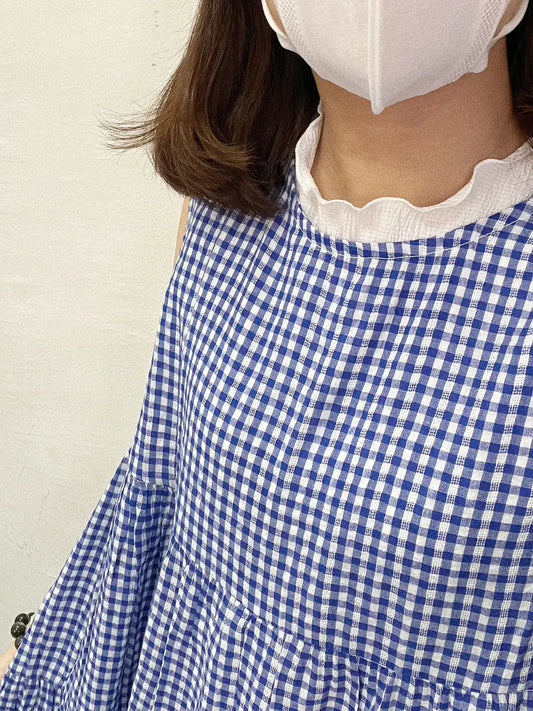 木耳領樹紋背心打底|米白 粉