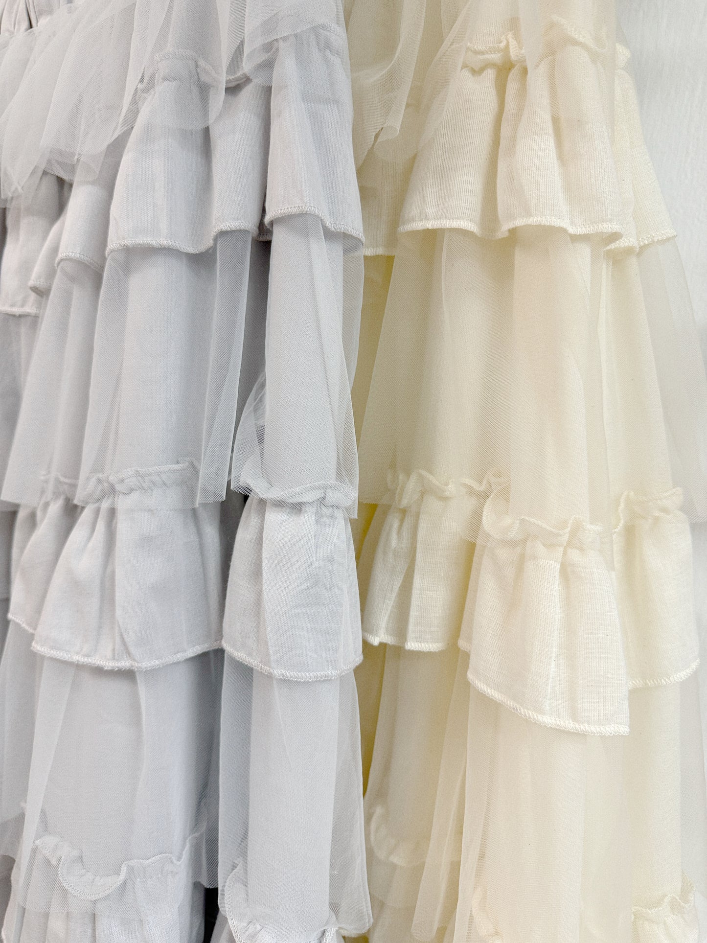 棉紗拼紗層層半身裙丨2 col