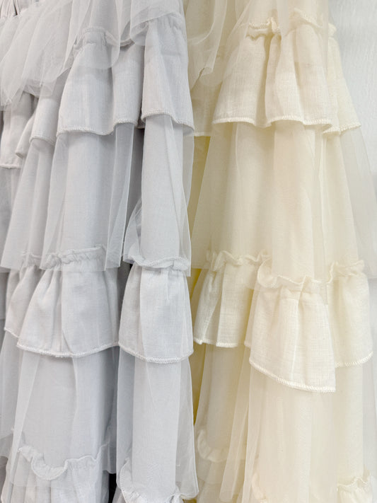 推~棉紗拼紗層層半身裙丨2 col