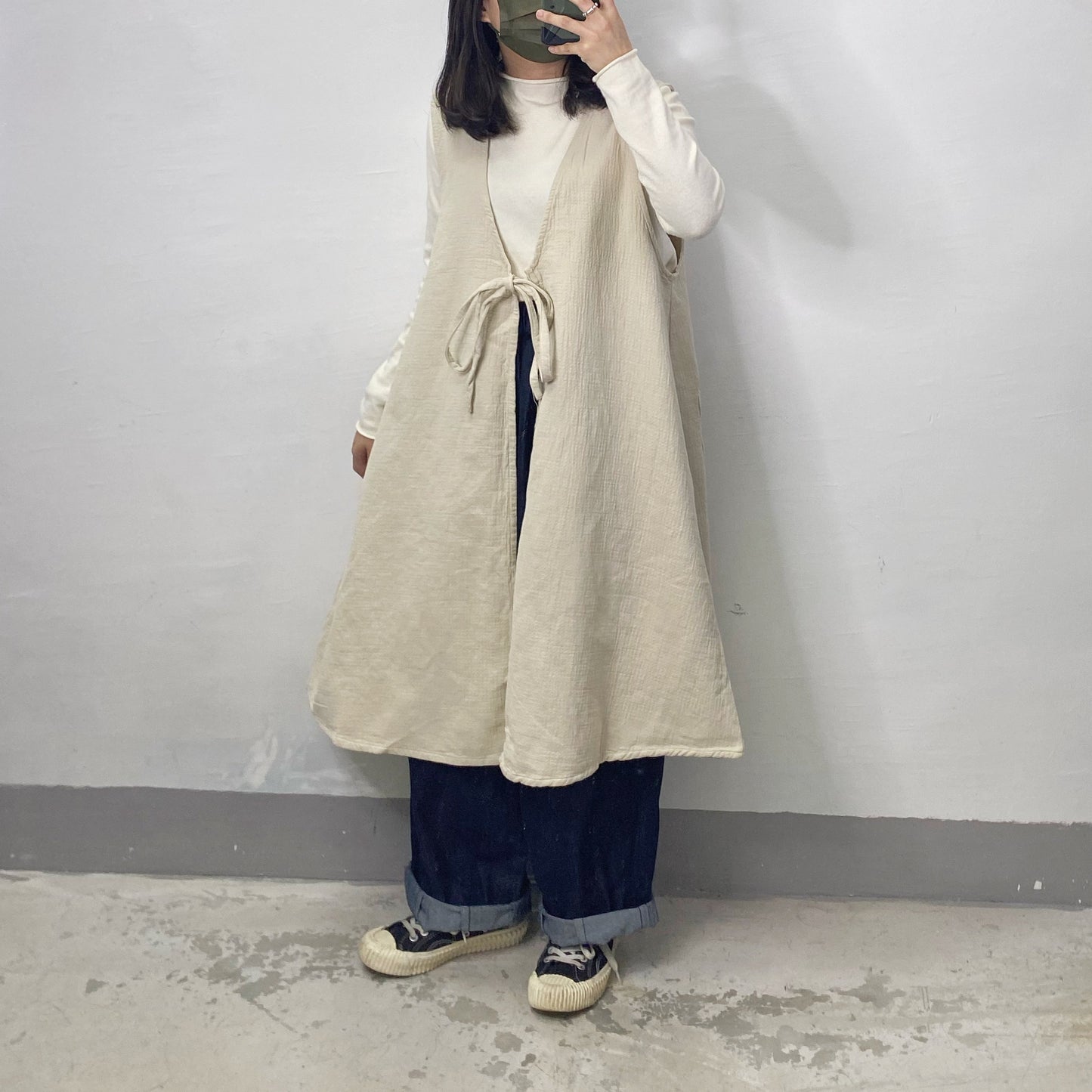 【SALE】2-way挺身棉質凹凸質感中長外搭|4 col