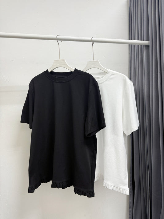 下擺荷葉邊tee丨2 col