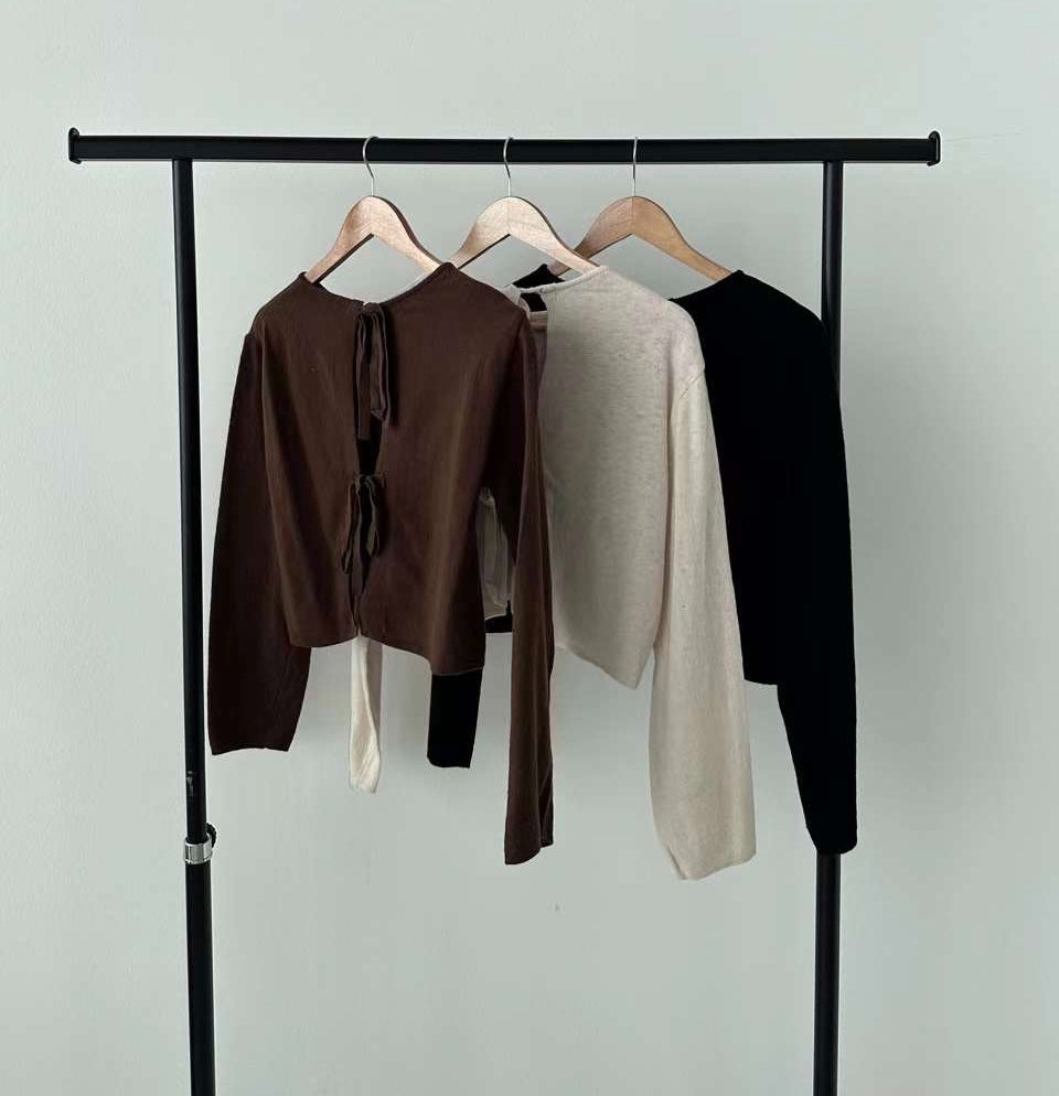 【SALE】2-way針織ribbion top |米白