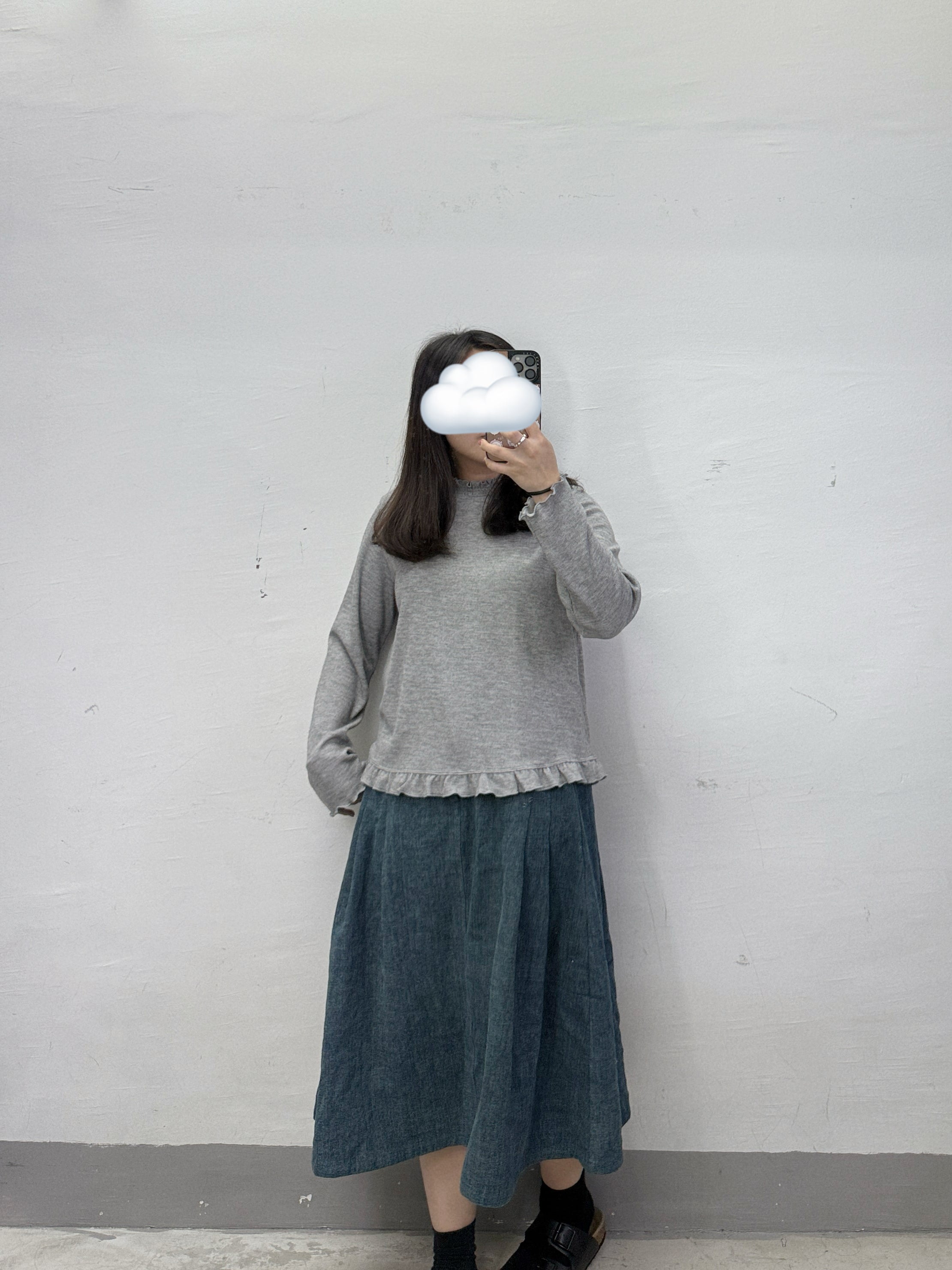 【SALE】下擺ruffle邊basic top丨啡