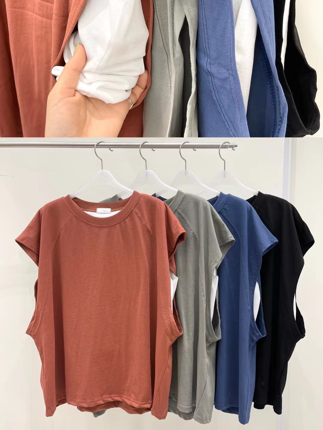 【SALE】翼袖假2件背心top|黑