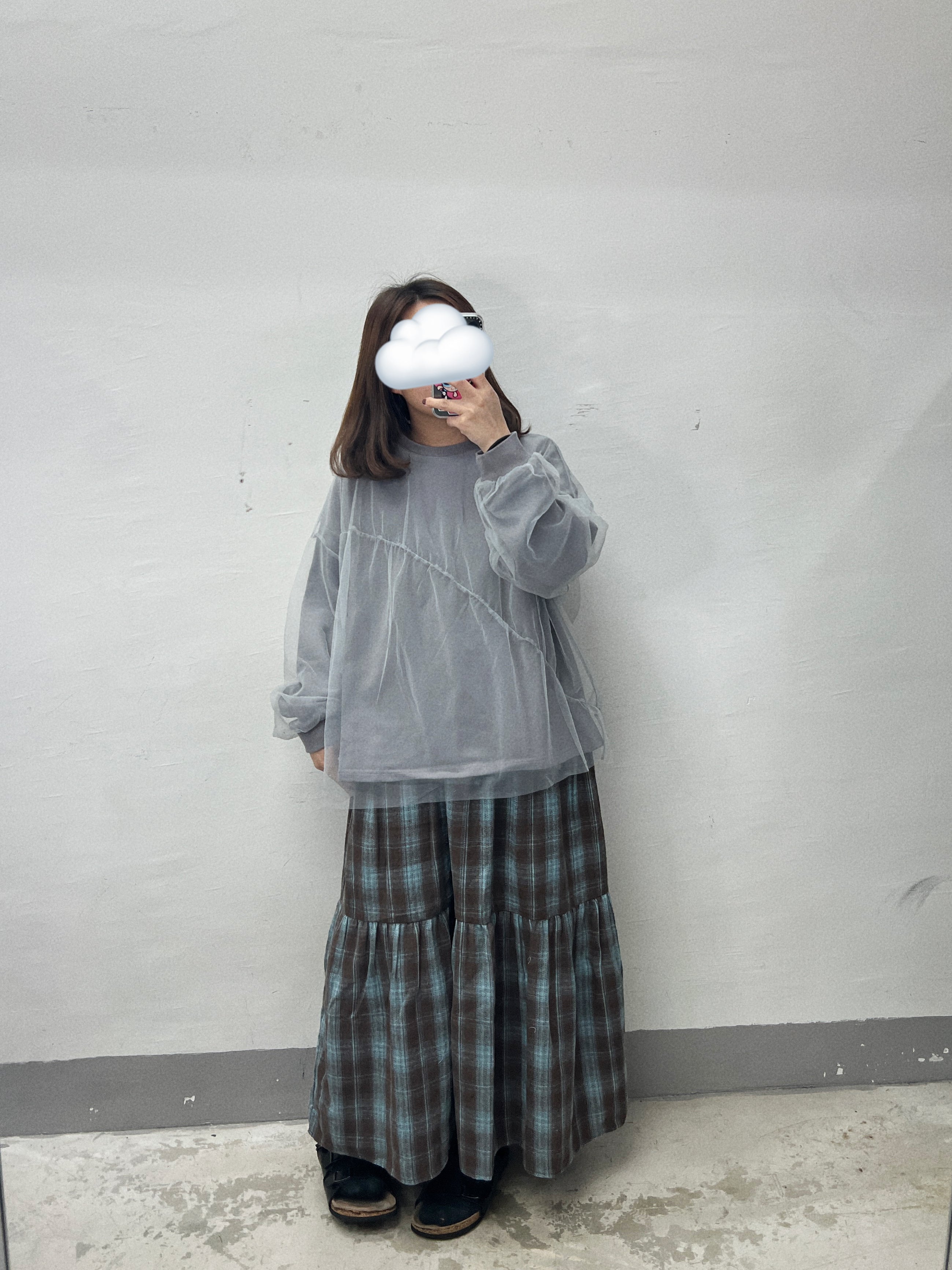 【SALE】拼紗衛衣|米白
