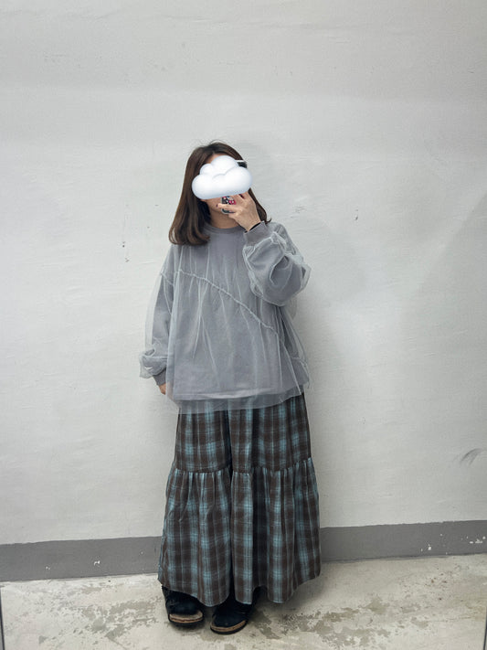 【SALE】拼紗衛衣|米白