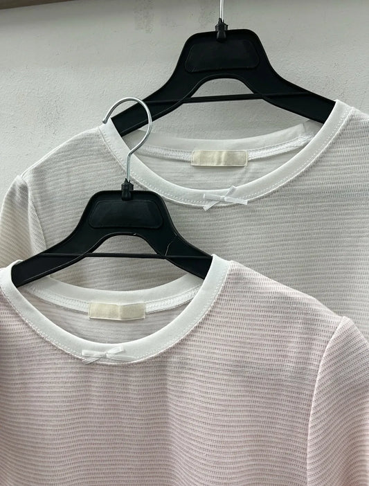 【SALE】蝴蝶結條子tee