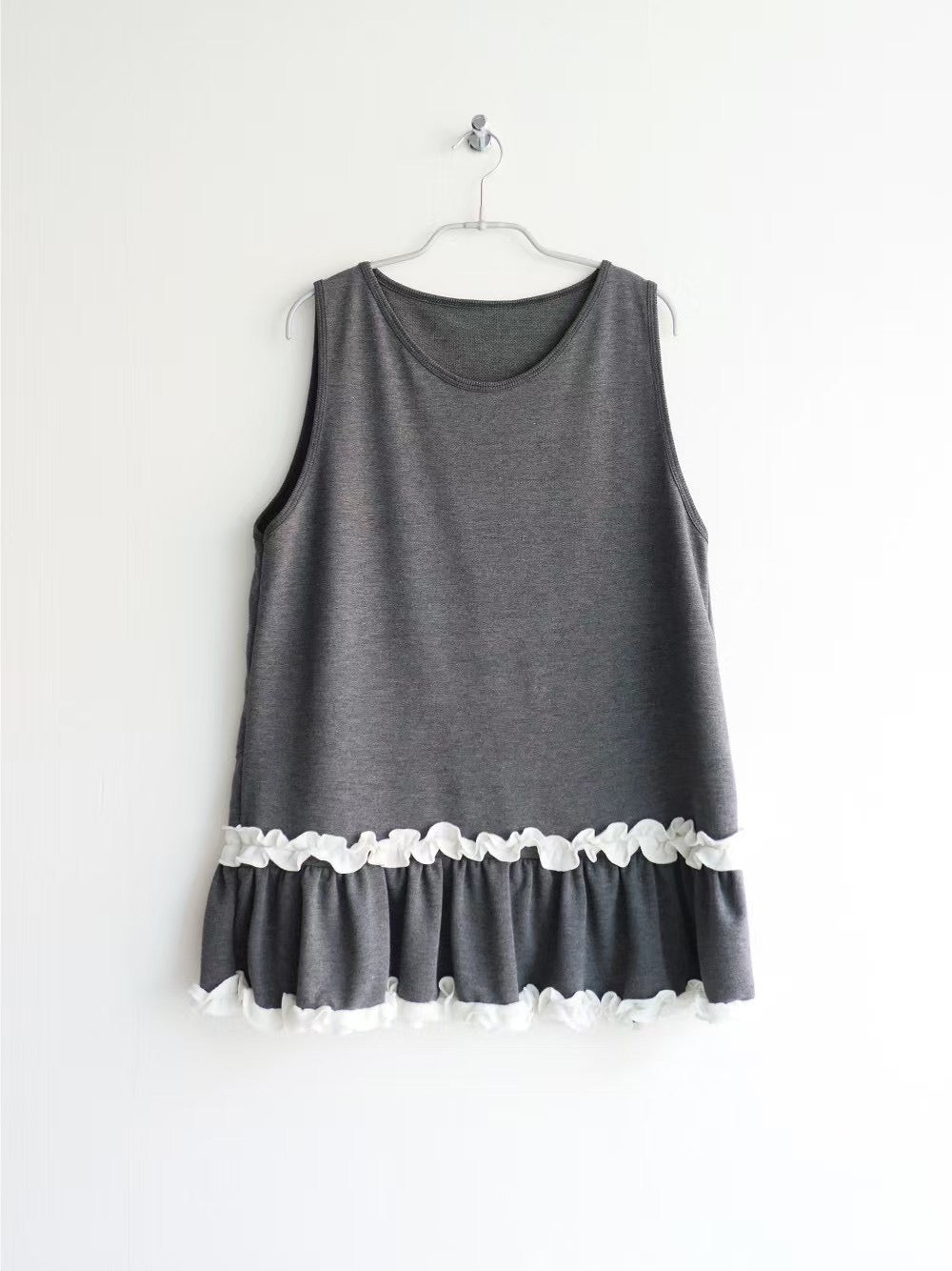 【SALE】ruffle邊棉質背心丨深綠