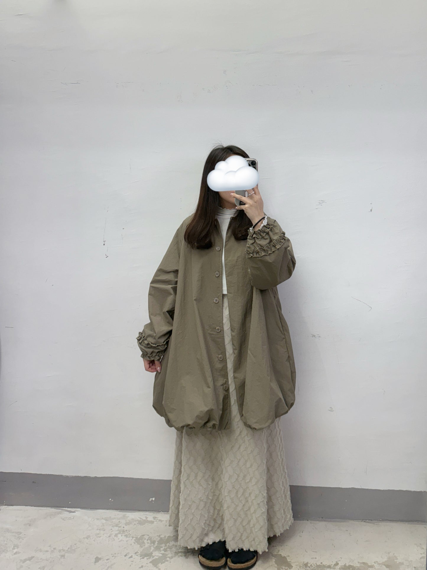 【SALE】嗦嗦料娃娃領氣球型外套丨卡其