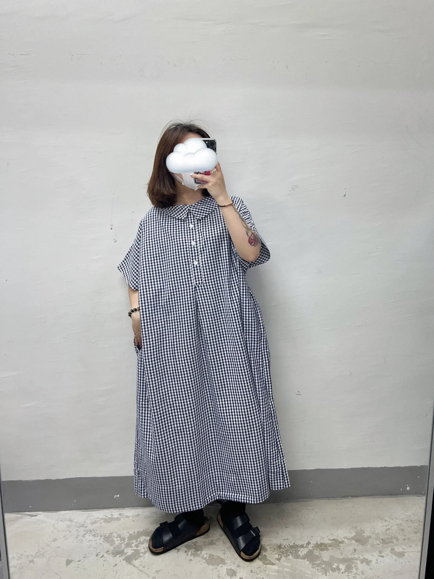【SALE】娃娃領2-way格子ops|2 col