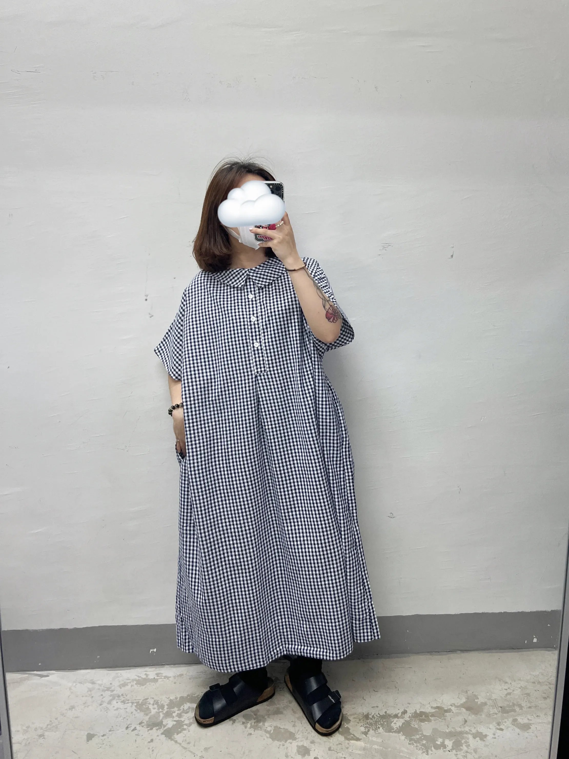 【SALE】娃娃領2-way格子ops|2 col