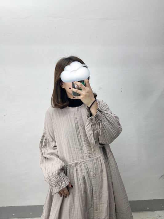 bb棉圓領排鈕束袖ops|3 col