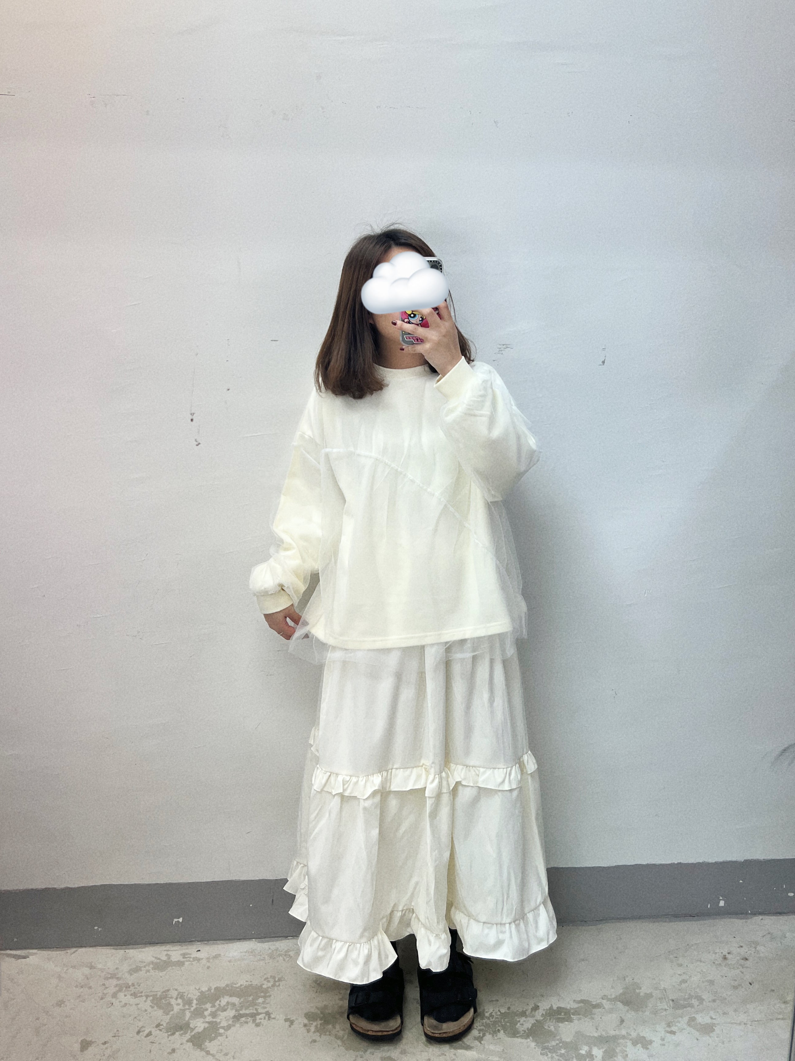 【SALE】拼紗衛衣|米白