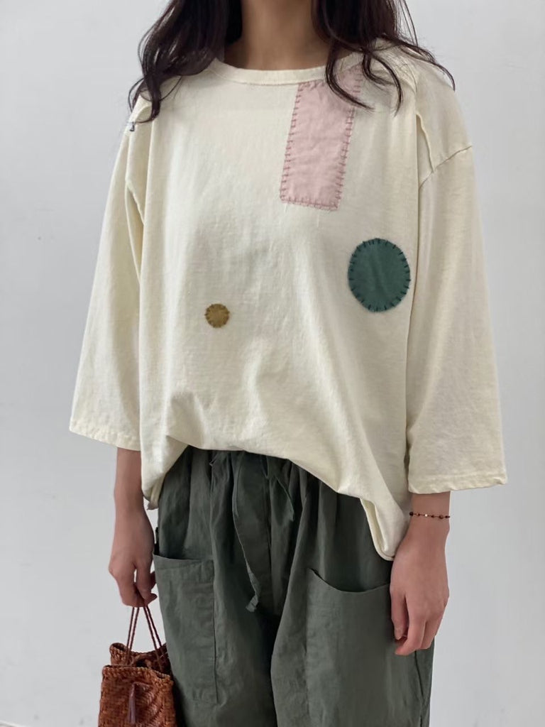 【SALE】日系拼布top|奶油
