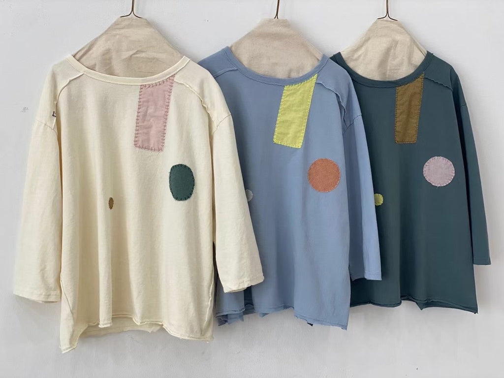 【SALE】日系拼布top|奶油