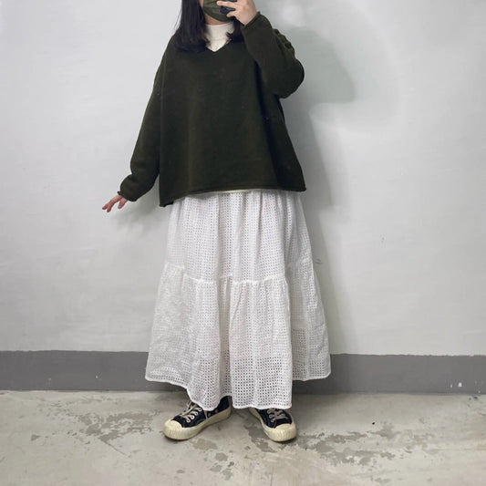 【SALE】鏤空圓點層層半身裙|3 col