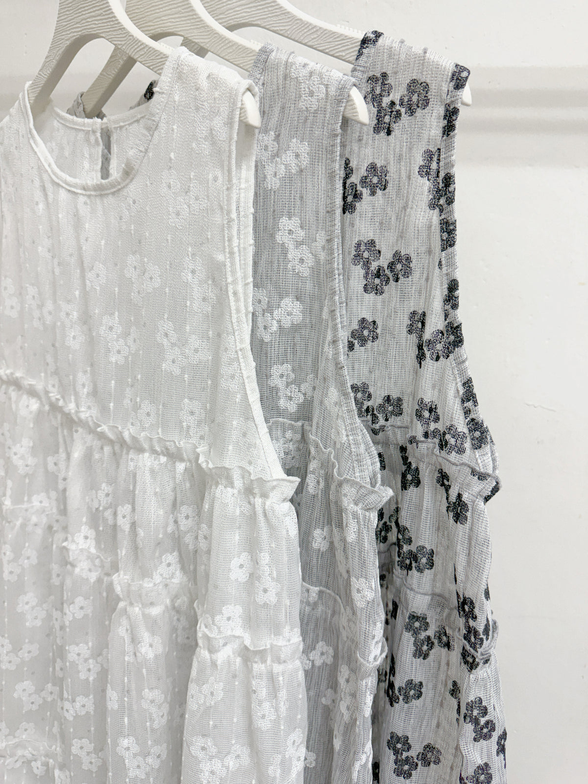【SALE】閃閃印花ruffle中長背心/外搭丨黑