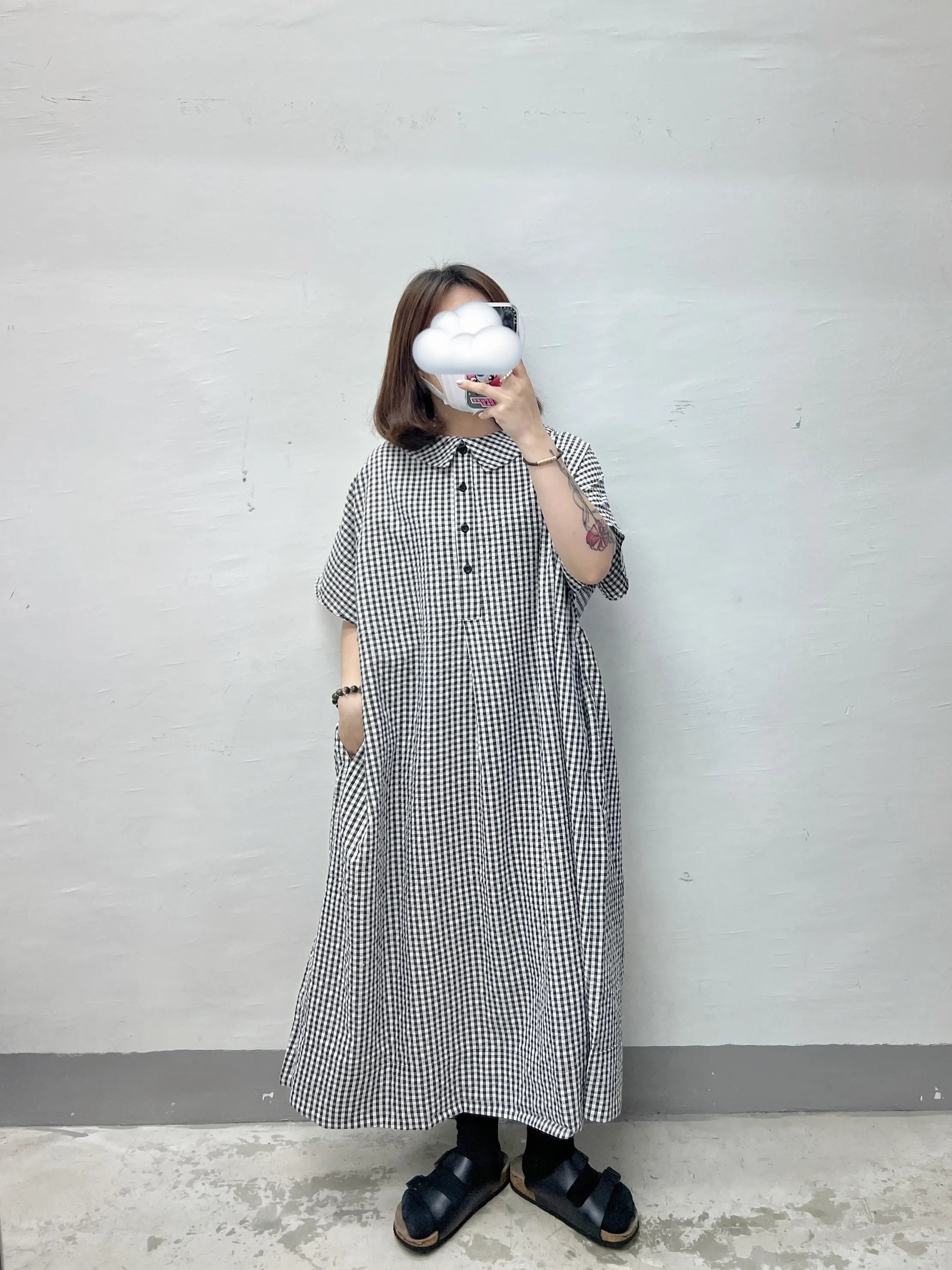 【SALE】娃娃領2-way格子ops|2 col